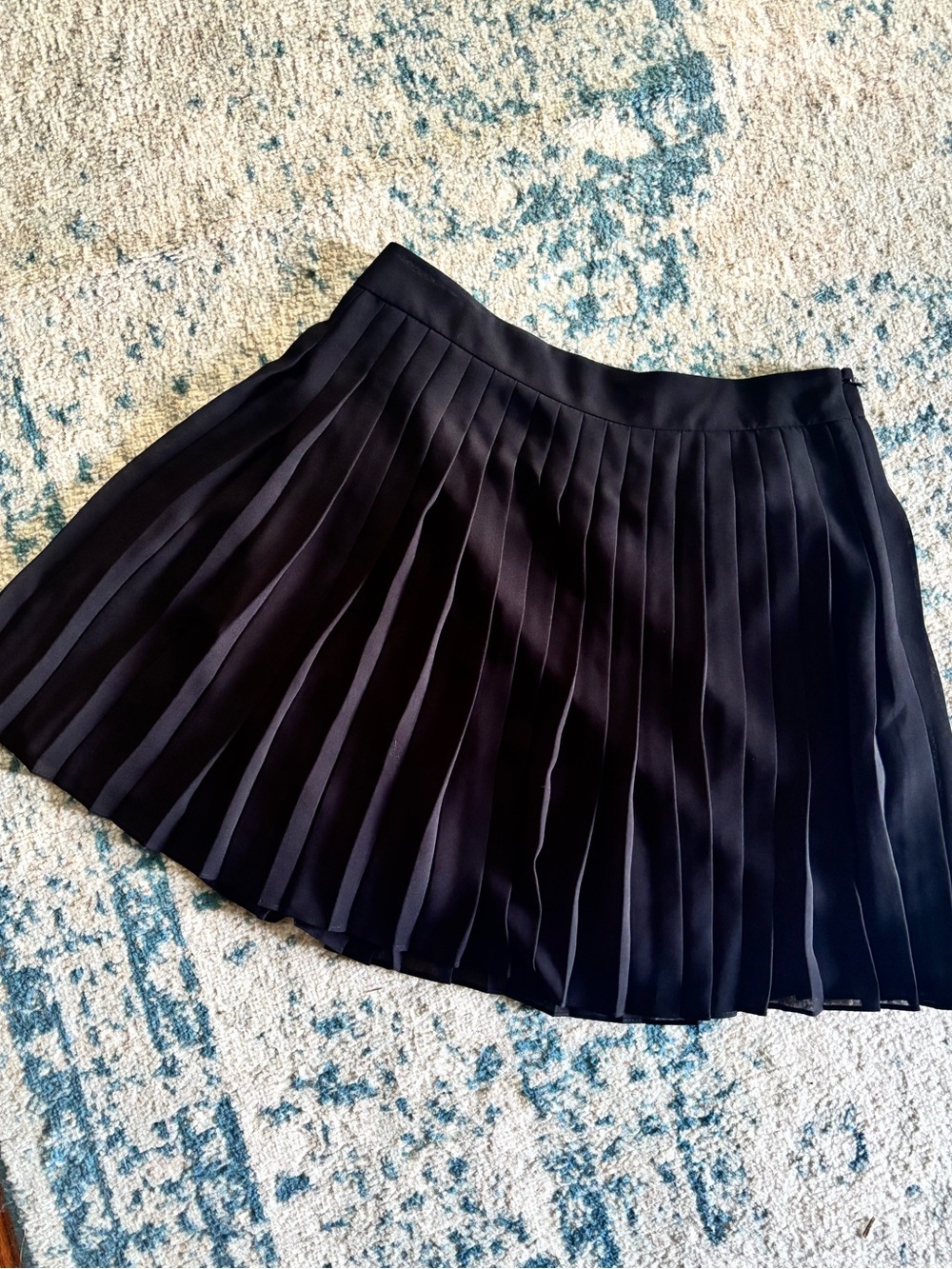 LOFT Black Pleated Skater Skirt